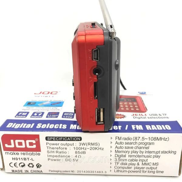 Портативне радіо з акумулятором,Bluetooth,TF/USB,FM, JOC-H011BT-L 00018058 фото