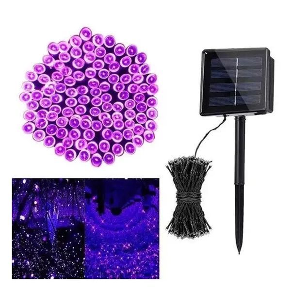 Садовый фонарь гирлянда 11м 100LED на солнечной батарее, синий 00024832 фото