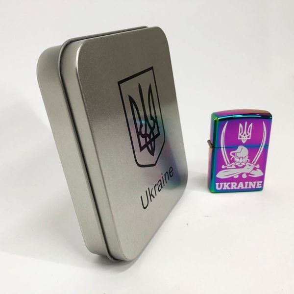 Дуговая электроимпульсная USB зажигалка Украина (металлическая коробка) HL-449. Цвет: хамелеон 00023034 фото