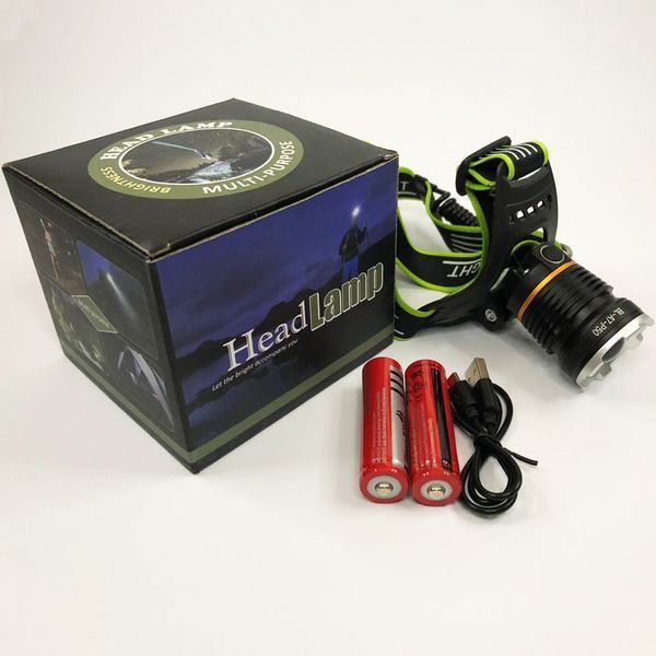Налобный фонарь Bailong BL-A7-P50, zoom, microUSB, 2х18650, 3 режима, сверхмощный налобный фонарь 00022982 фото