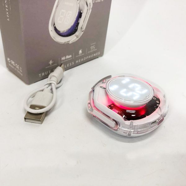 Бездротові навушники TWS T8 PRO з прозорим кейсом Вакуумний LED дисплей Bluetooth 5.3. Колір: білий 00023866 фото