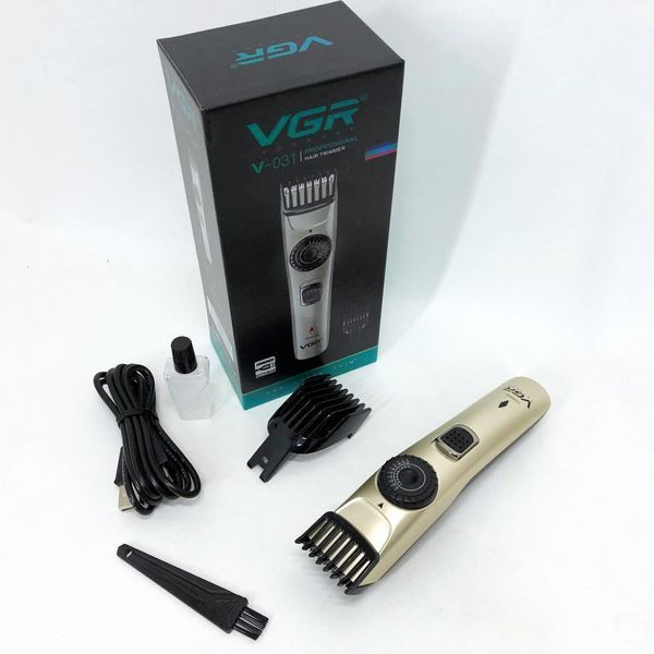 Машинка для стрижки волос беспроводная VGR V-031, триммер для бороды усов 2 насадки, окантовочная машинка 00014451 фото