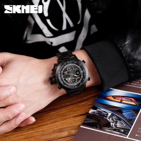 Часы наручные мужские SKMEI 1515BK BLACK, часы наручные электронные тактические. Цвет: черный 00022043 фото