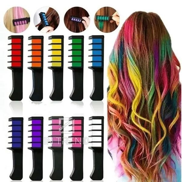 Набір крейди для волосся 10 шт Hair chalk Різнокольорові барвники гребінець для дітей та дорослих 00014596 фото