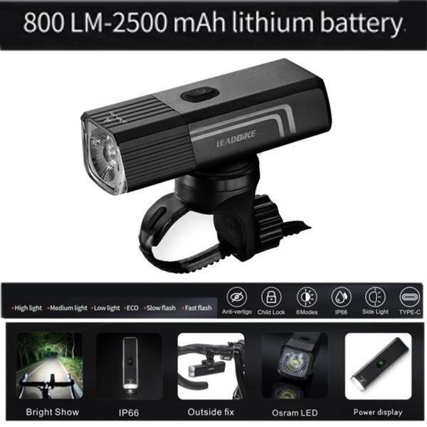 Велофара мощная LEADBIKE LD88-OSRAM 800LM, Долговечный велосипедный фонарь, Лед фара на велосипед 00016746 фото