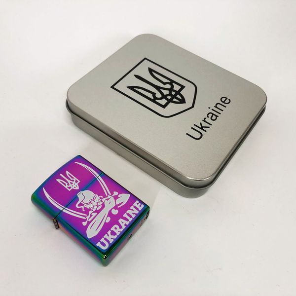 Дуговая электроимпульсная USB зажигалка Украина (металлическая коробка) HL-449. Цвет: хамелеон 00023034 фото