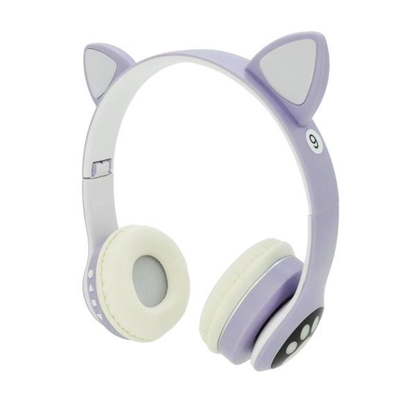 Беспроводные наушники с кошачьими ушками и RGB подсветкой Cat VZV 23M. Цвет: фиолетовый 00023855 фото