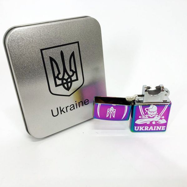 Дуговая электроимпульсная USB зажигалка Украина (металлическая коробка) HL-449. Цвет: хамелеон 00023034 фото