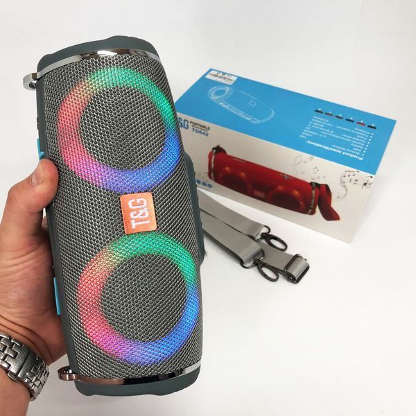 Портативная колонка TG642 с RGB подсветкой и ремешком, портативная колонка с Bluetooth. Цвет: серый 00017213 фото