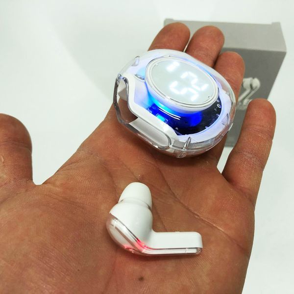 Бездротові навушники TWS T8 PRO з прозорим кейсом Вакуумний LED дисплей Bluetooth 5.3. Колір: білий 00023866 фото