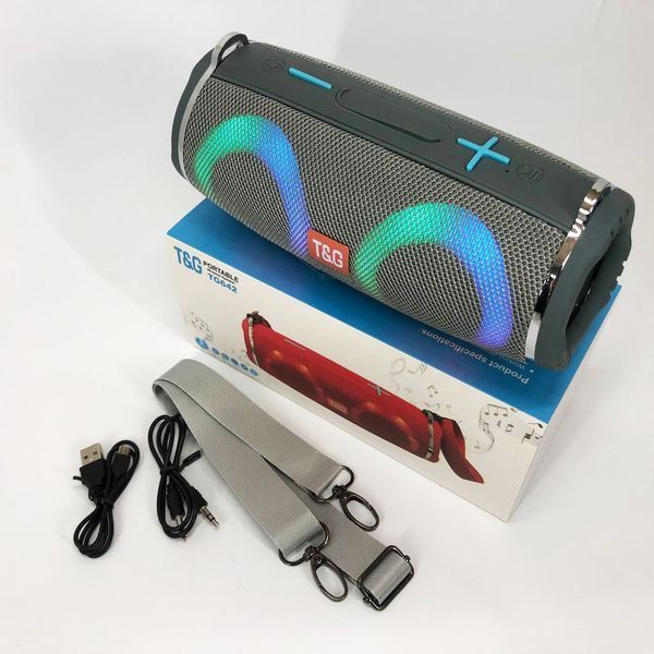 Портативная колонка TG642 с RGB подсветкой и ремешком, портативная колонка с Bluetooth. Цвет: серый 00017213 фото