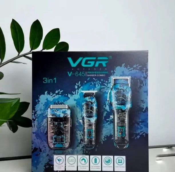 Професійний набір 3в1 VGR V-645 тример, машинка для стрижки волосся та електробритва 00021653 фото
