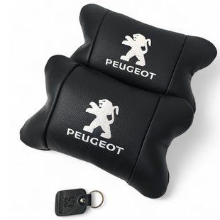 Набор подушек Peugeot из кожи + брелок в подарок, Автоподушки с вышивкой 00016879 фото