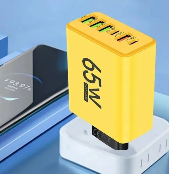 Зарядний пристрій для телефону (65W) / Адаптер для заряджання / Швидка зарядка для смартфона 00017388 фото