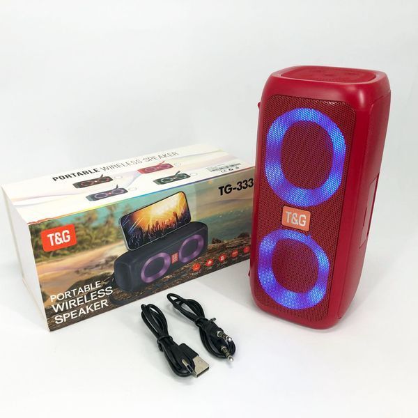 Портативна колонка TG333 2x5W з RGB підсвічуванням, бездротова колонка портативна потужна. Колір: червоний 00017226 фото