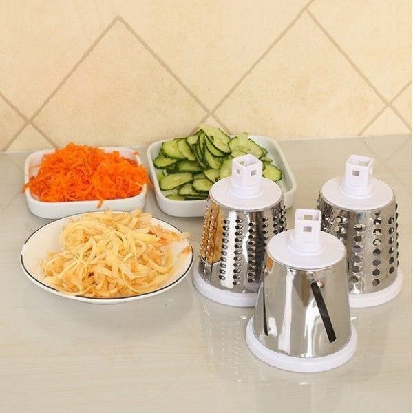 Овощерезка мультислайсер Tabletop Drum Grater Kitchen Master Терка для овощей и фруктов 3 насадки. Цвет: белый 00019965 фото
