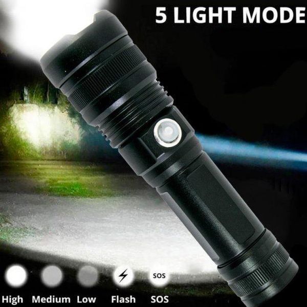 Ручной аккумуляторный светодиодный фонарь Police X-Balog BL-1827-P90 переносной с USB зарядкой оптическим зумом и металлическим корпусом + ремешок на руку 00022980 фото