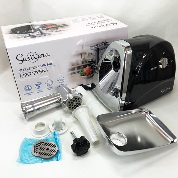 Мясорубка Suntera SMG-5418B 1800 Вт, электромясорубка для шинковки, мясорубка электрическая металл 00018917 фото