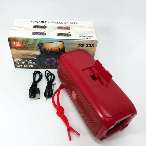 Портативна колонка TG333 2x5W з RGB підсвічуванням, бездротова колонка портативна потужна. Колір: червоний 00017226 фото
