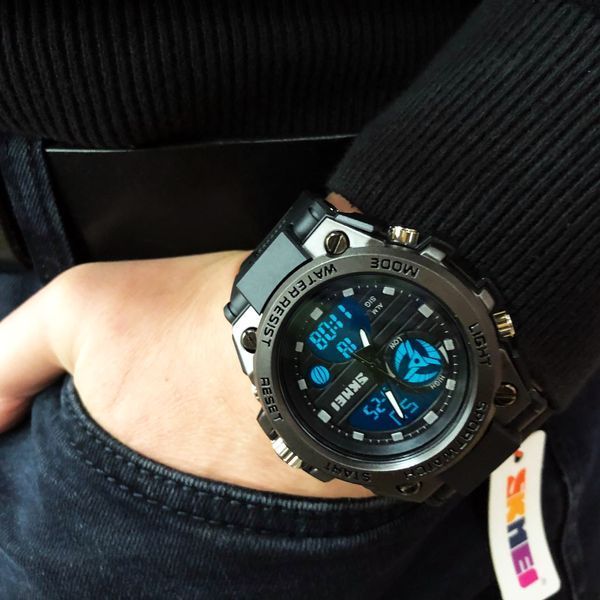 Годинник наручний чоловічий SKMEI 2031BK BLACK, чоловічий тактичний годинник, протиударний годинник. Колір: чорний 00022418 фото