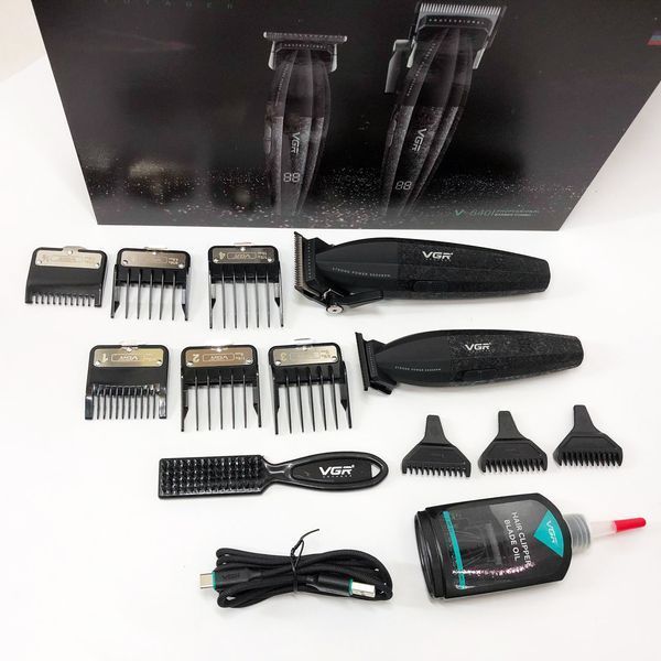 Профессиональный набор для стрижки волос VGR V-640 аккумуляторный Barber Combo PREMIUM. Цвет: черный 00015195 фото
