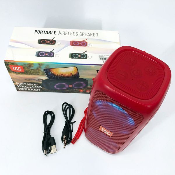 Портативна колонка TG333 2x5W з RGB підсвічуванням, бездротова колонка портативна потужна. Колір: червоний 00017226 фото