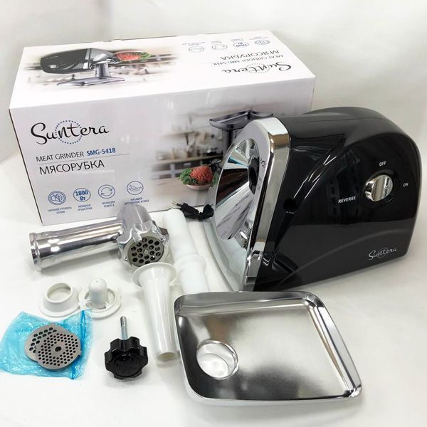 Мясорубка Suntera SMG-5418B 1800 Вт, электромясорубка для шинковки, мясорубка электрическая металл 00018917 фото