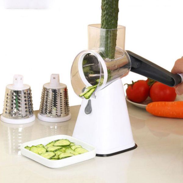Овощерезка мультислайсер Tabletop Drum Grater Kitchen Master Терка для овощей и фруктов 3 насадки. Цвет: белый 00019965 фото