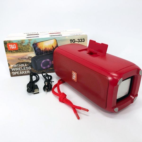 Портативна колонка TG333 2x5W з RGB підсвічуванням, бездротова колонка портативна потужна. Колір: червоний 00017226 фото
