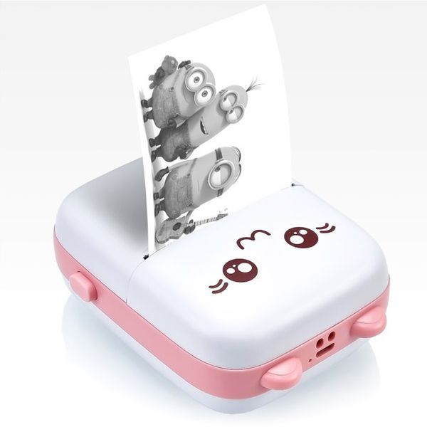Портативний мініпринтер Mini printer з Bluetooth для термодруку без чорнила зі смартфона. Колір: рожевий 00016349 фото