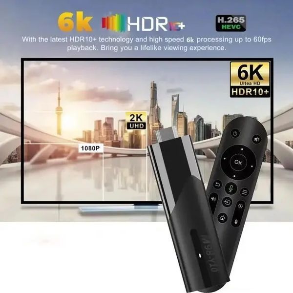 Смарт тв приставка lemfo m98-y10 2/16 гб smart tv stick android 13 (atv) с голосовым пультом 00017314 фото
