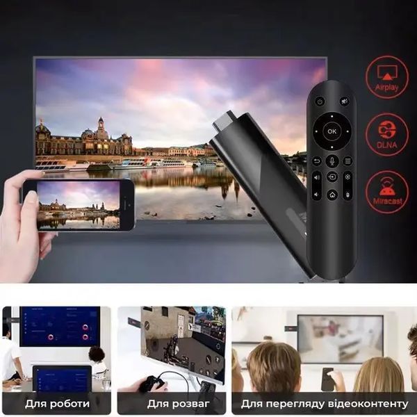 Смарт тв приставка lemfo m98-y10 2/16 гб smart tv stick android 13 (atv) с голосовым пультом 00017314 фото