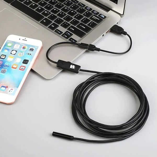 Камера эндоскоп с кабелем на 2 метра 7 мм USB/micro USB с подсветкой, Usb эндоскоп для андроид 00017259 фото