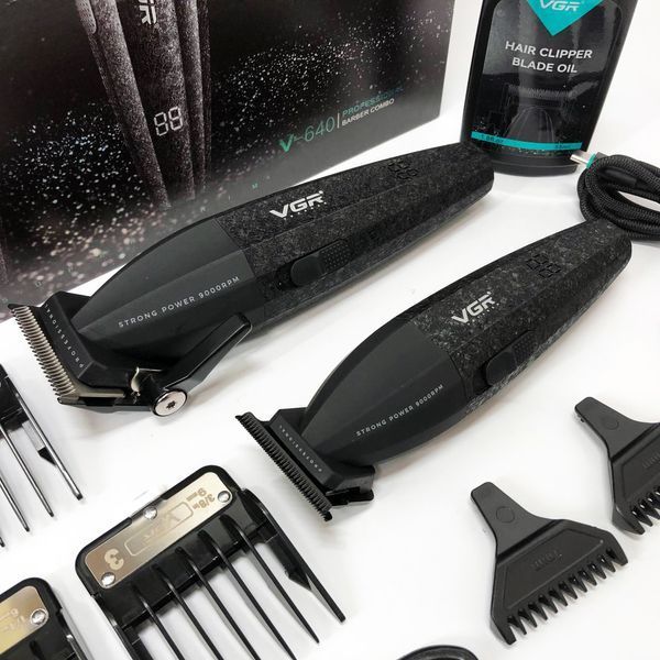 Профессиональный набор для стрижки волос VGR V-640 аккумуляторный Barber Combo PREMIUM. Цвет: черный 00015195 фото