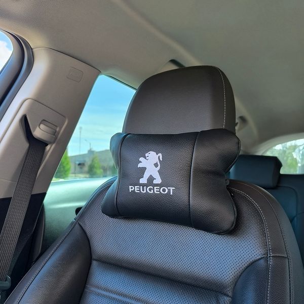 Набір подушок Peugeot із шкіри + брелок у подарунок, Автоподушки з вишивкою 00016879 фото