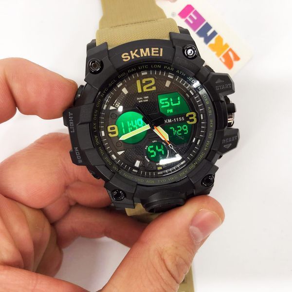 Годинник наручний чоловічий SKMEI 1155BKH KHAKI, водостійкий тактичний годинник, армійський годинник. Колір: хакі 00022028 фото