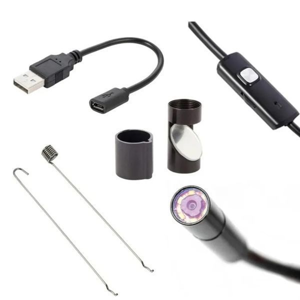 Камера эндоскоп с кабелем на 2 метра 7 мм USB/micro USB с подсветкой, Usb эндоскоп для андроид 00017259 фото