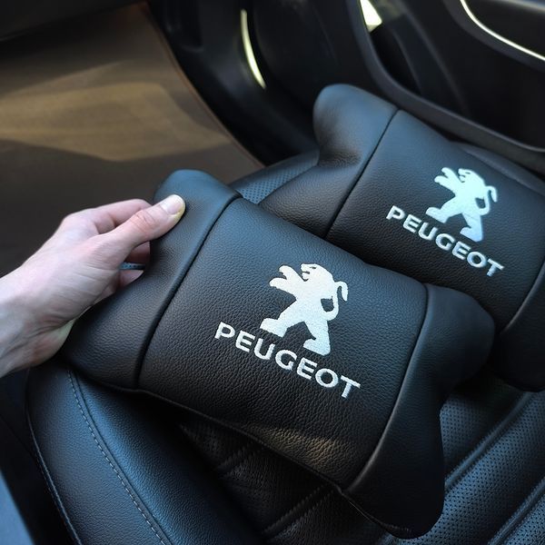 Набір подушок Peugeot із шкіри + брелок у подарунок, Автоподушки з вишивкою 00016879 фото