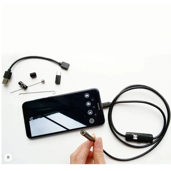 Камера эндоскоп с кабелем на 2 метра 7 мм USB/micro USB с подсветкой, Usb эндоскоп для андроид 00017259 фото