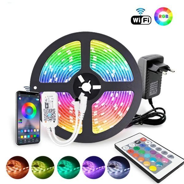 Светодиодная лента LED RGB USB APP SF-20, самоклеящаяся, 5 м, с пультом ДУ, на 300 диодов 00022181 фото
