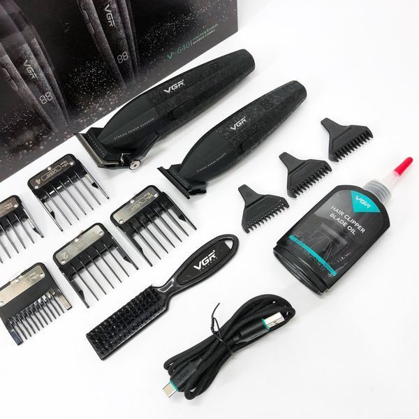 Профессиональный набор для стрижки волос VGR V-640 аккумуляторный Barber Combo PREMIUM. Цвет: черный 00015195 фото