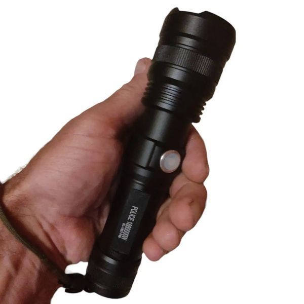 Ручной аккумуляторный светодиодный фонарь Police X-Balog BL-1827-P90 переносной с USB зарядкой оптическим зумом и металлическим корпусом + ремешок на руку 00022980 фото