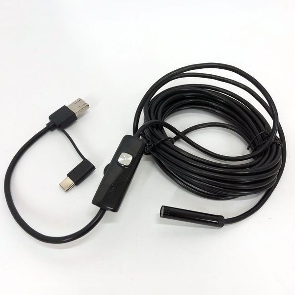Камера эндоскоп с кабелем на 2 метра 7 мм USB/micro USB с подсветкой, Usb эндоскоп для андроид 00017259 фото