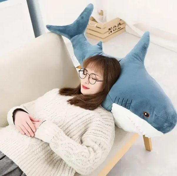 Дитяча м'яка плюшева антистрес іграшка-подушка обіймашка Shark Doll "Акула" 80 см 00024584 фото