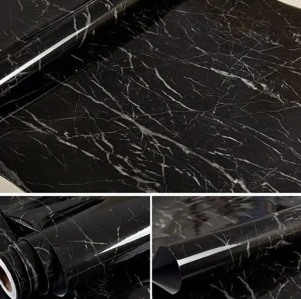 Самоклеящаяся пленка Supretto Мрамор 5Mх0. 60M Черная 00012916 фото