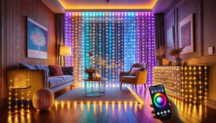 Гірлянда-штора з дистанційним керуванням через APP, Bluetooth, USB, XPRO 3*3м (SFK-06) 00024805 фото