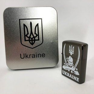 Дугова електроімпульсна запальничка USB Україна (металева коробка) HL-449. Колір: чорний 00022997 фото
