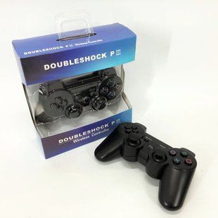 Игровой беспроводной геймпад Doubleshock PS3/PC аккумуляторный джойстик с функцией вибрации. Цвет: черный 00016344 фото