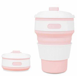 Складной силиконовый стакан Collapsible Coffee Cup с крышкой 350 мл 00020535 фото