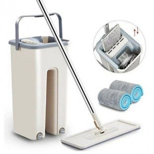 Швабра - лентяйка с ведром и автоматическим отжимом 2 в 1 Hand Free Cleaning Mop YT-200 5 л. Цвет: белый 00013385 фото